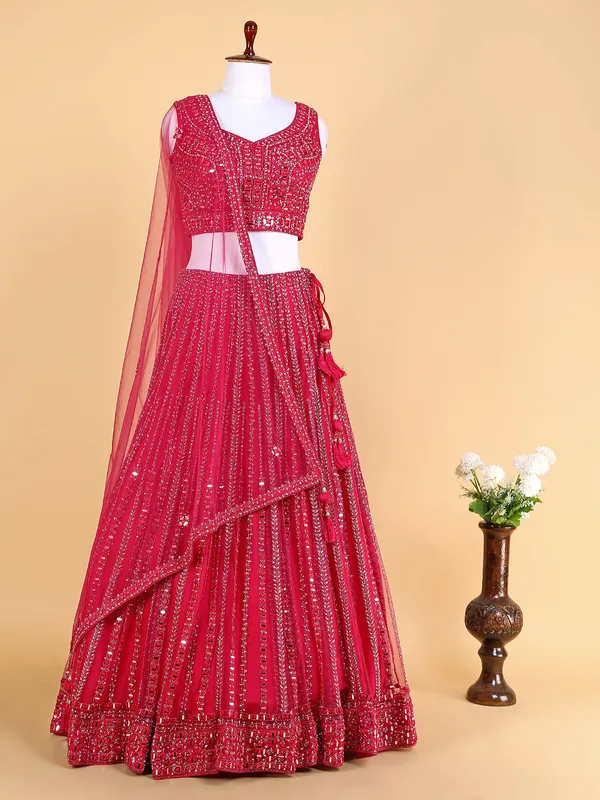 Fabulous net lehenga choli in magenta