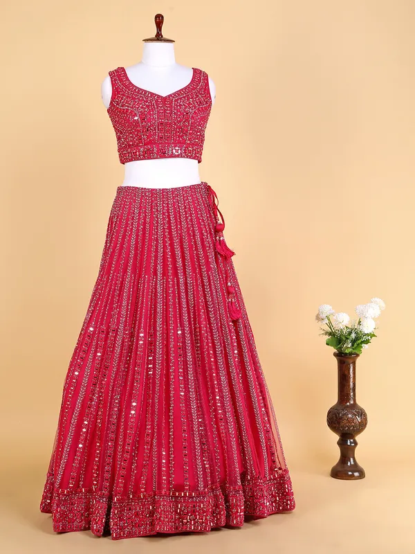 Fabulous net lehenga choli in magenta