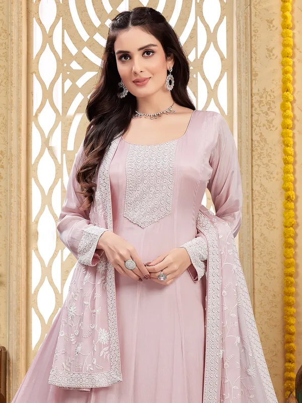 Fabulous onion pink chiffon palazzo suit