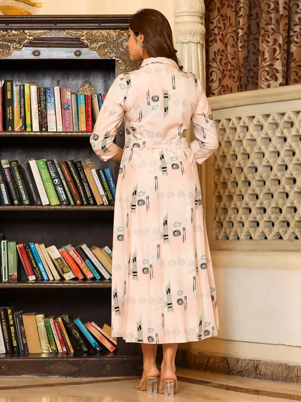 Fabulous baby pink cotton printed kurti