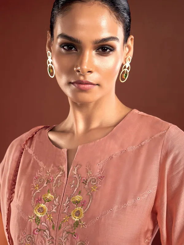 Fabulous peach silk palazzo suit