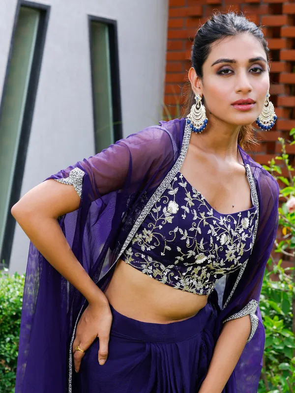 Fabulous purple georgette designer suit