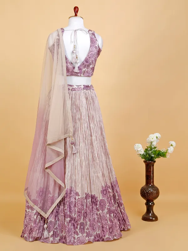 Fabulous purple printed silk lehenga choli