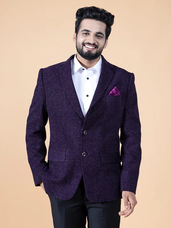 Fabulous purple textured terry rayon blazer