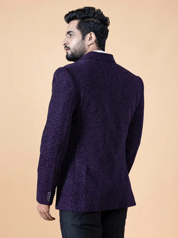 Fabulous purple textured terry rayon blazer