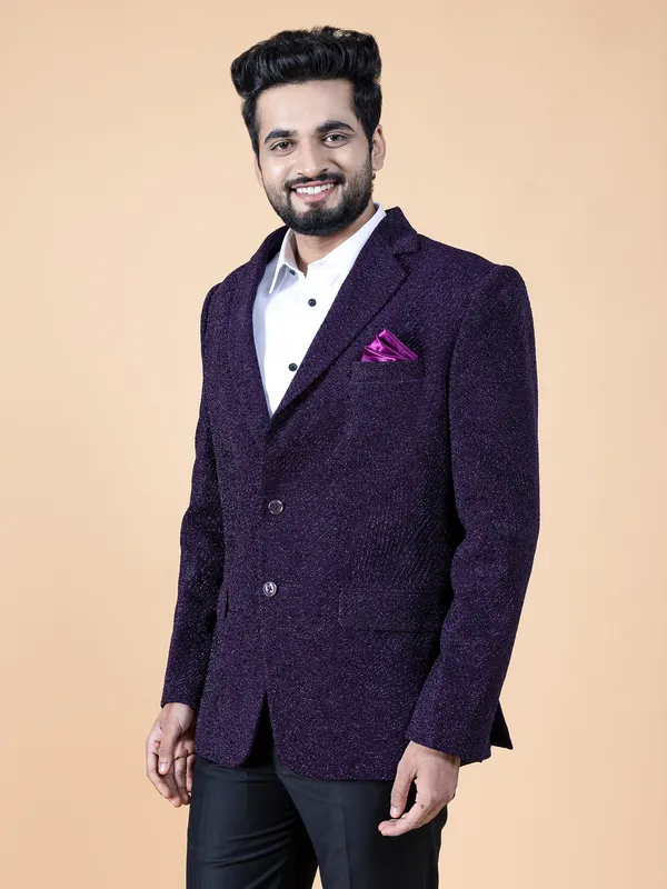 Fabulous purple textured terry rayon blazer