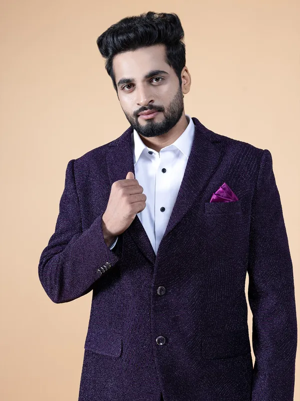 Fabulous purple textured terry rayon blazer