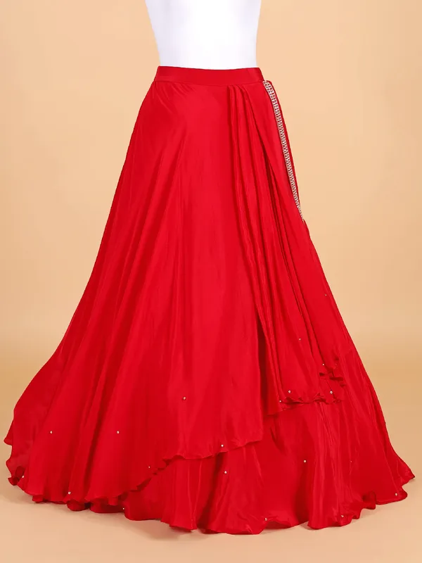 Fabulous red satin lehenga choli