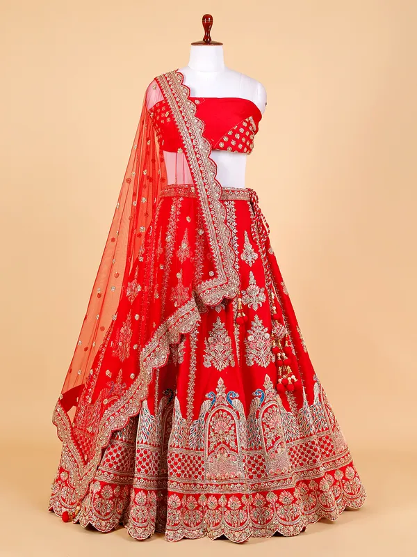 Fabulous red unstitched lehenga choli