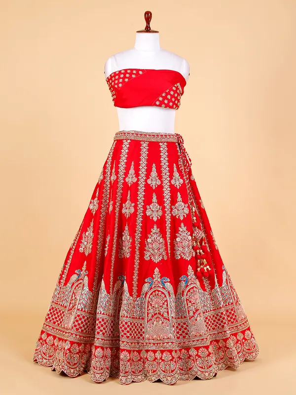 Fabulous red unstitched lehenga choli