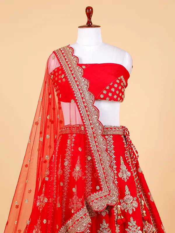 Fabulous red unstitched lehenga choli