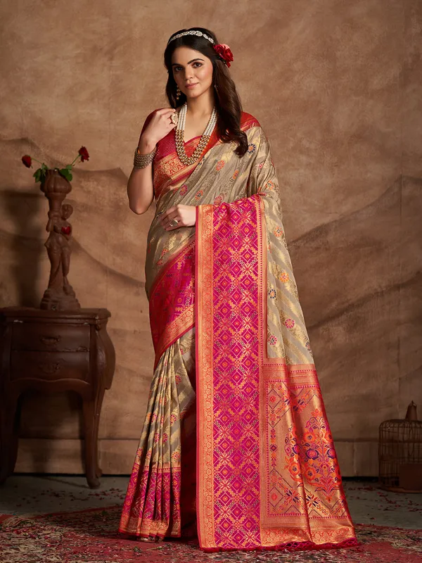 Fabulous silk grey saree