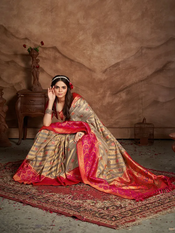 Fabulous silk grey saree