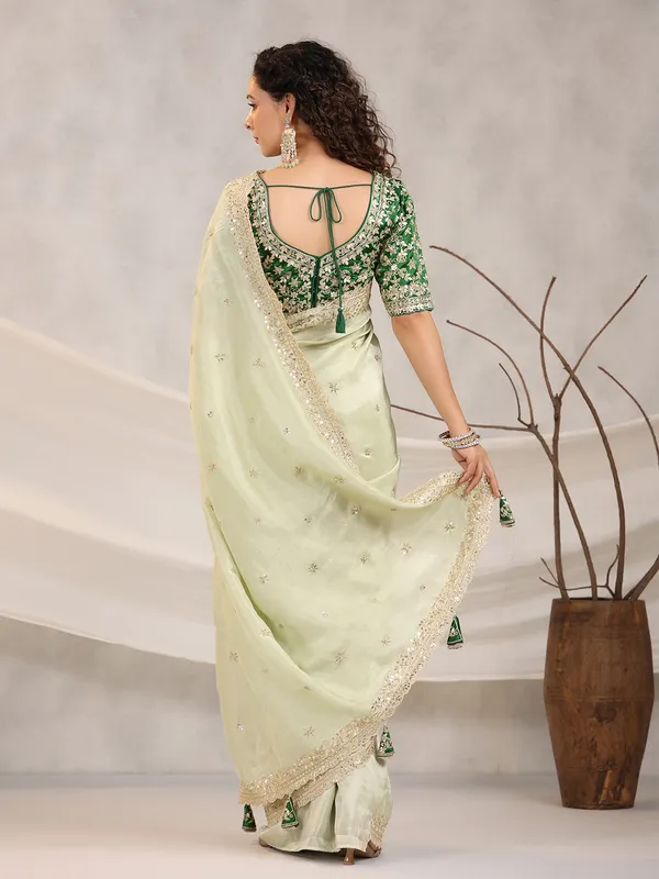 Fabulous silk pista green saree