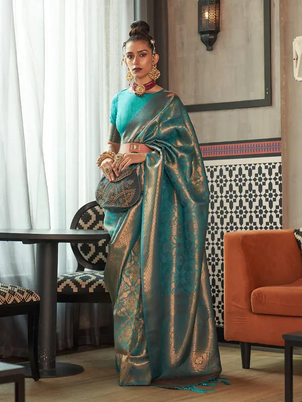 Fabulous silk sky blue saree