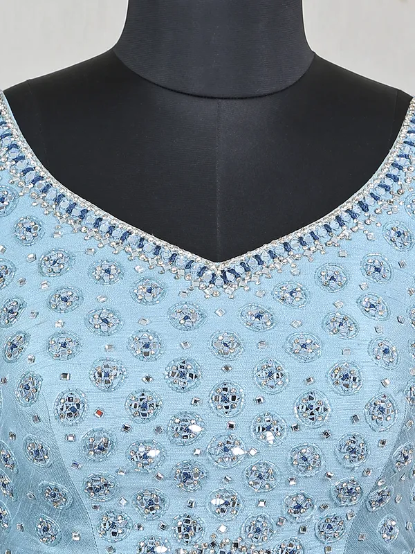 Fabulous sky blue georgette wedding ceremonies lehenga choli