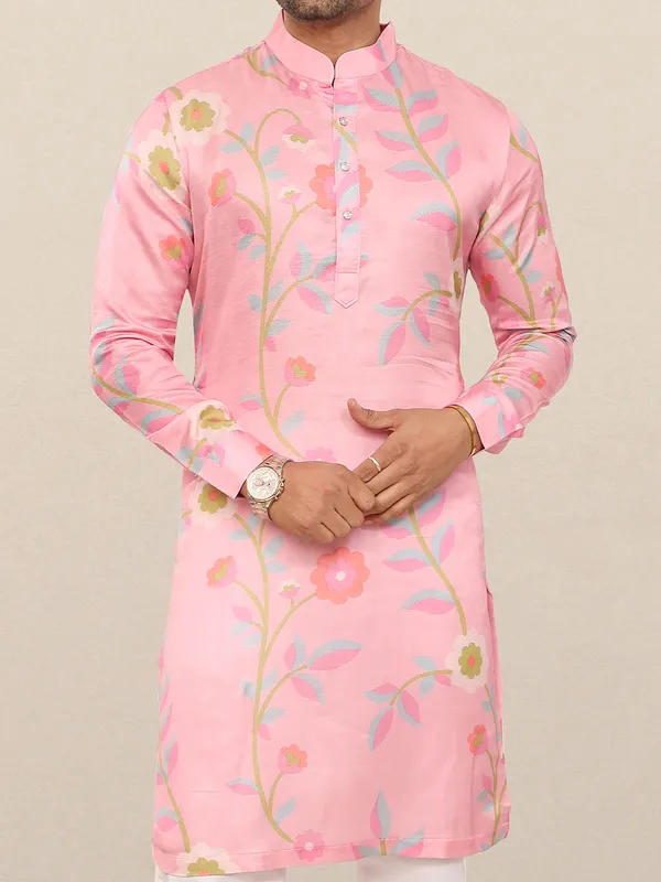 Fabulous sweet pink mens kurta