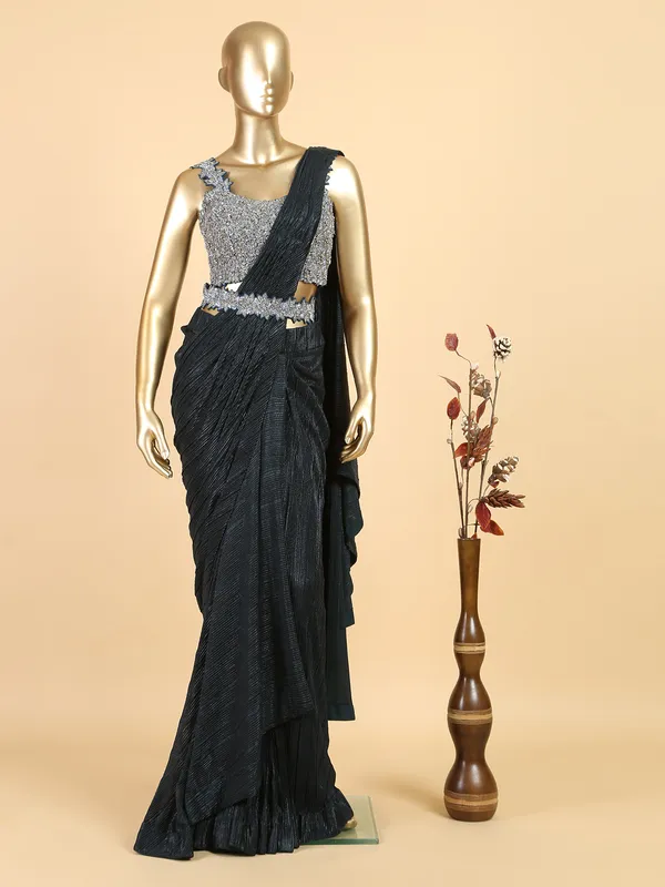 Fabulous teal green ready to wear saree