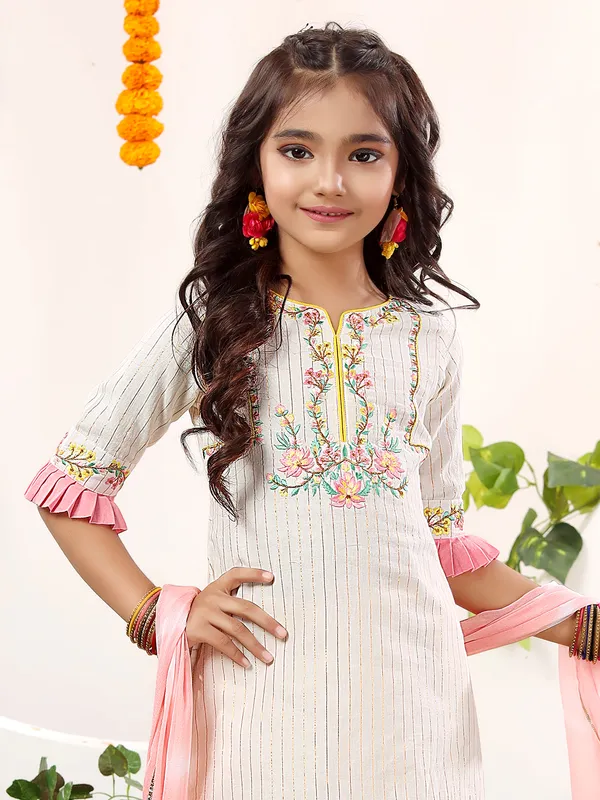 Fabulous white cotton sharara suit
