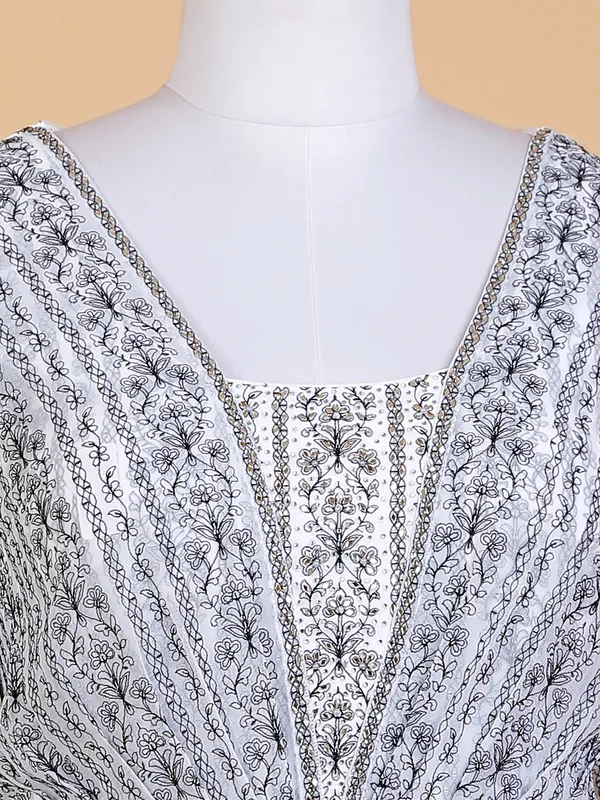 Fabulous white georgette floor length anarkali suit