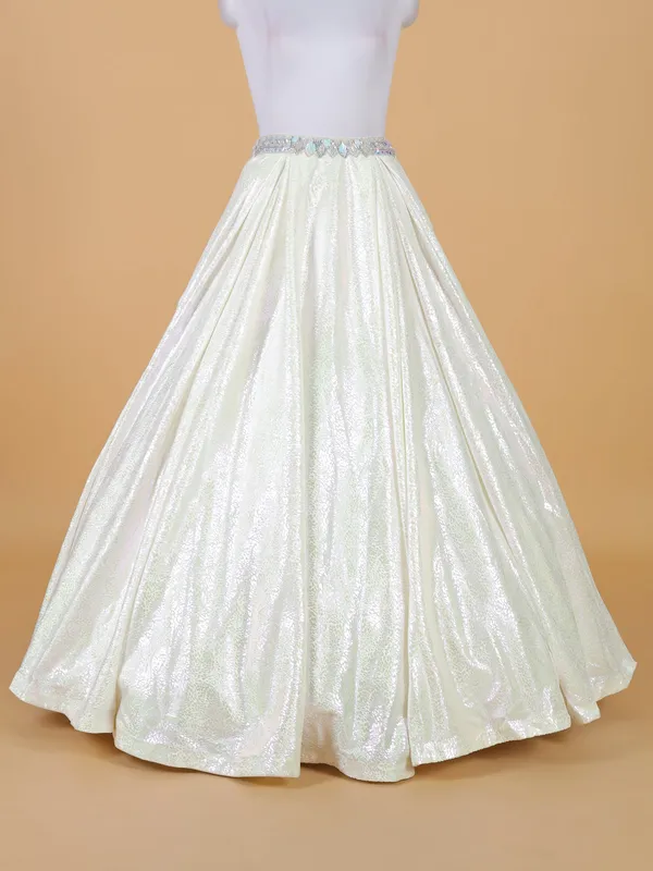 Fabulous white lehenga choli in silk