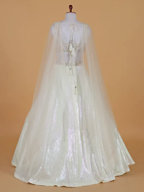 Fabulous white lehenga choli in silk