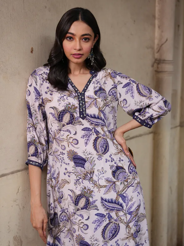 Fabulous white printed dhoti set