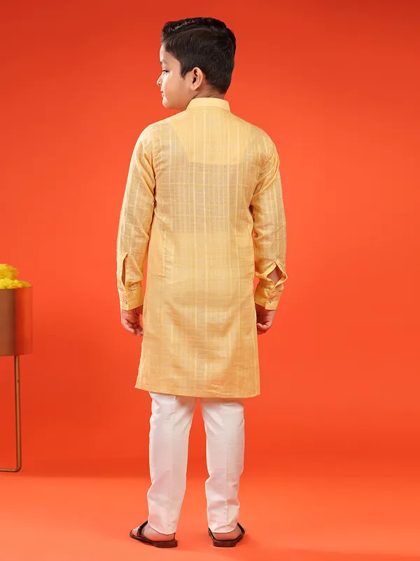 Fabulous yellow cotton kurta suit