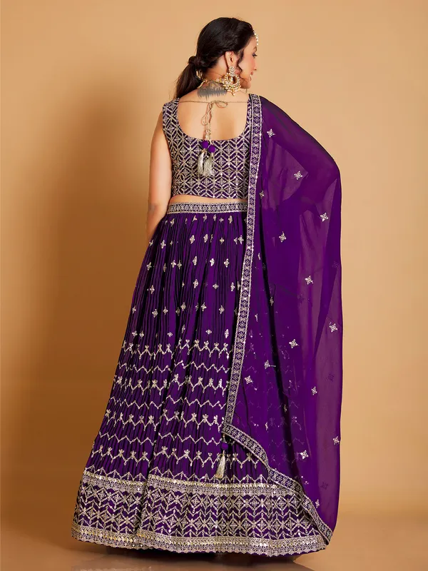 Fantastic dark purple georgette lehenga choli