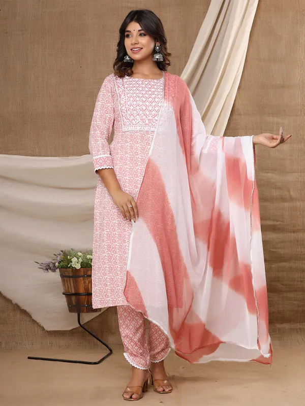 Fantastic festive wear cotton pant set in baby pink