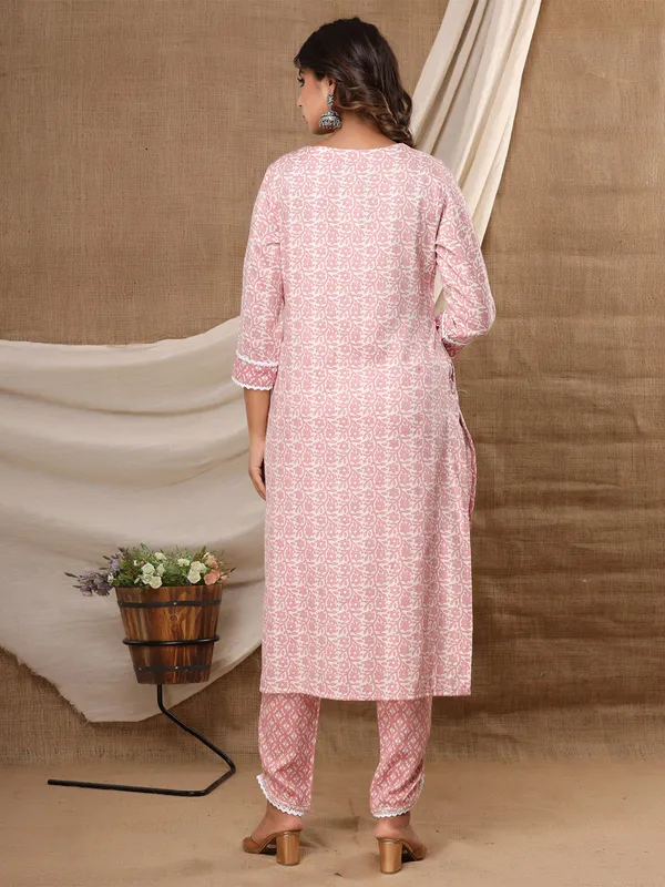 Fantastic festive wear cotton pant set in baby pink
