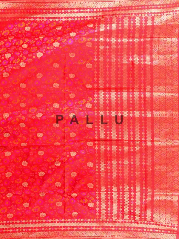 Fascinating red silk saree with zari work
