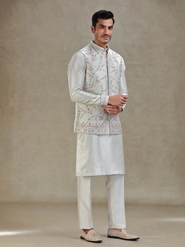 Fawn cream linen silk waistcoat set for wedding