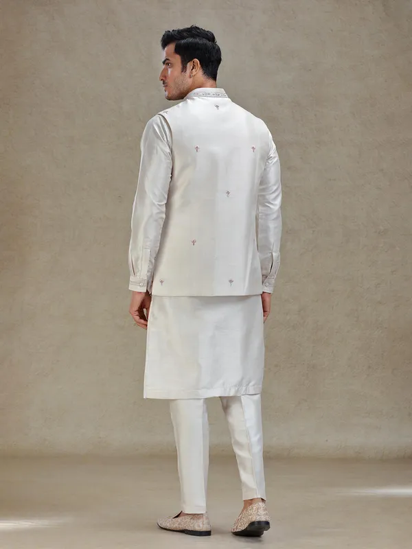 Fawn cream linen silk waistcoat set for wedding