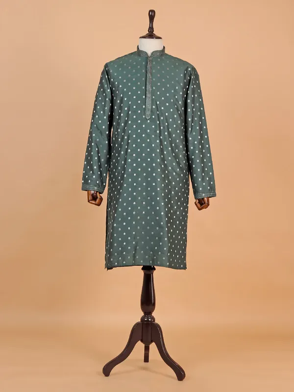 Fest ready forest green kurta suit for men