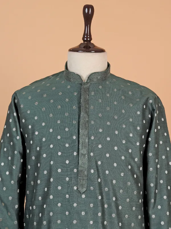 Fest ready forest green kurta suit for men