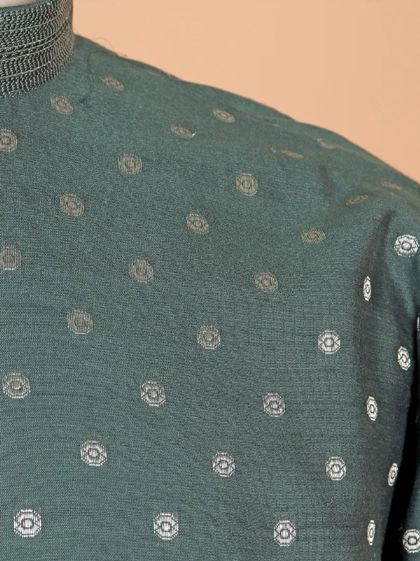 Fest ready forest green kurta suit for men
