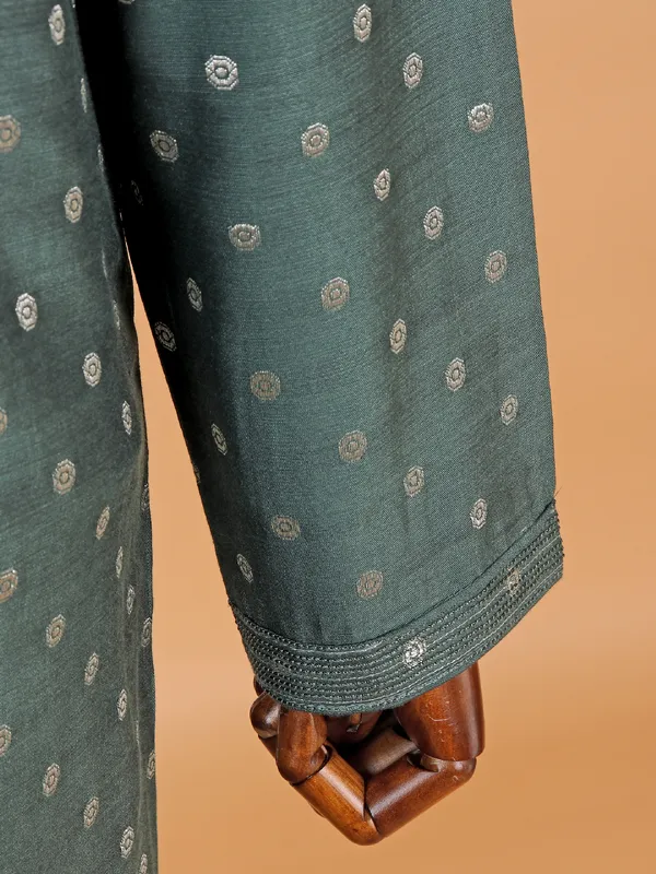 Fest ready forest green kurta suit for men