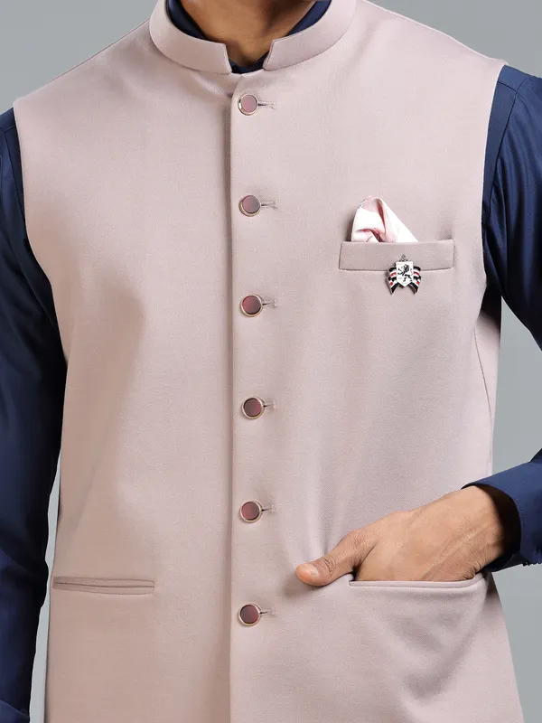 Festive fresh look with peach waistcoat for men