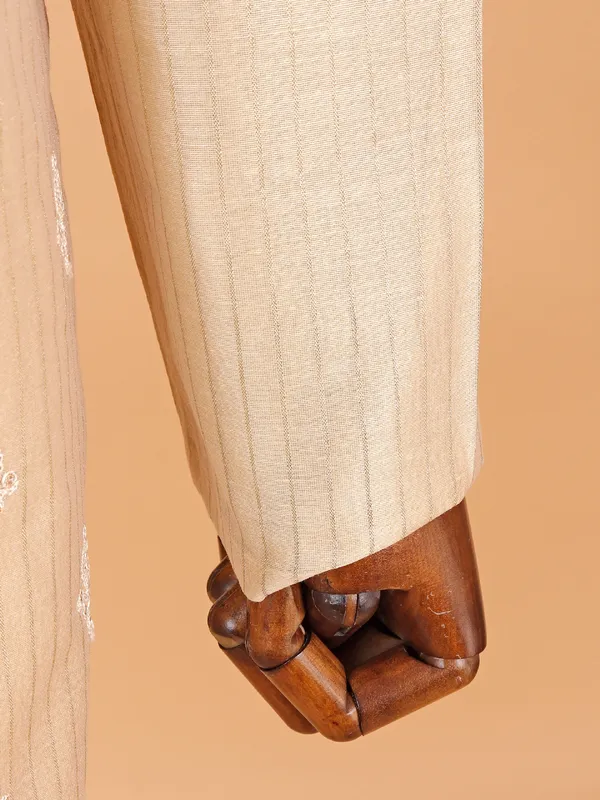 Festive style beige georgette kurta suit for men