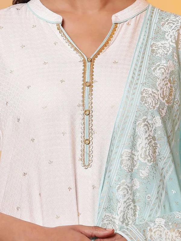 Festive style white silk palazzo suit