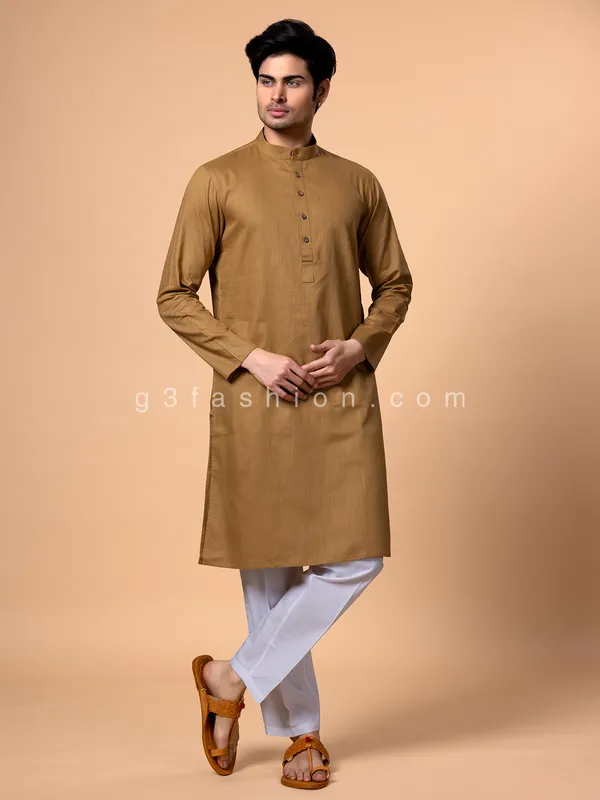 Festive wear khaki kurta suit