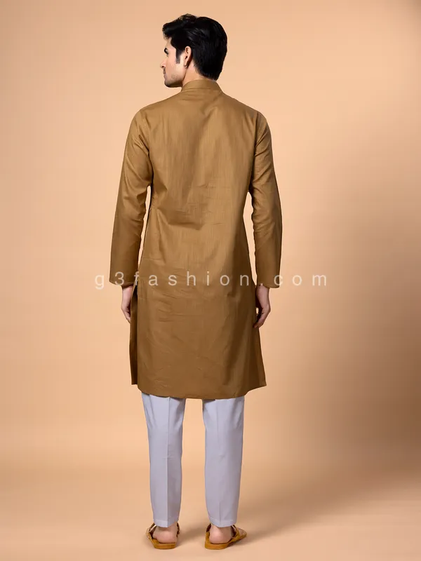 Festive wear khaki kurta suit