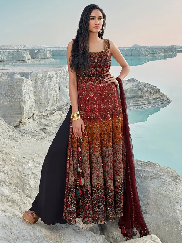 Festive wear multi color georgette palazzo set