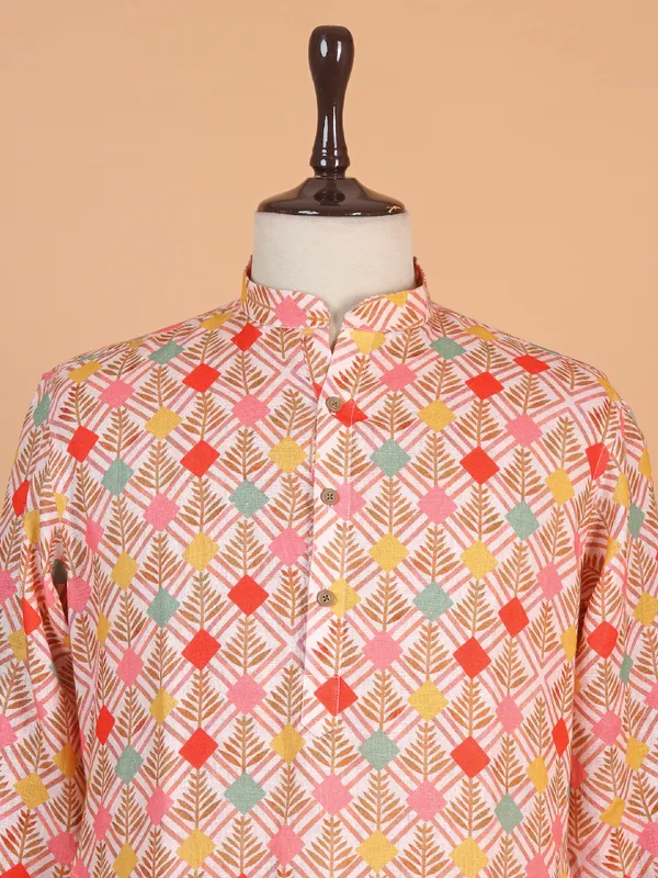 Festive wear multicolor cotton kurta for men