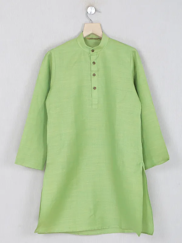 Festive wear optic green kurta suit in cotton