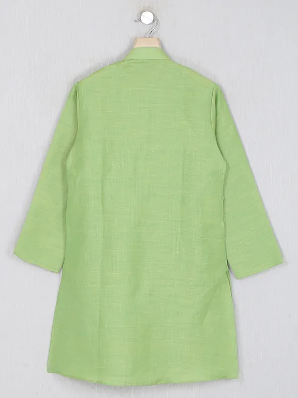 Festive wear optic green kurta suit in cotton