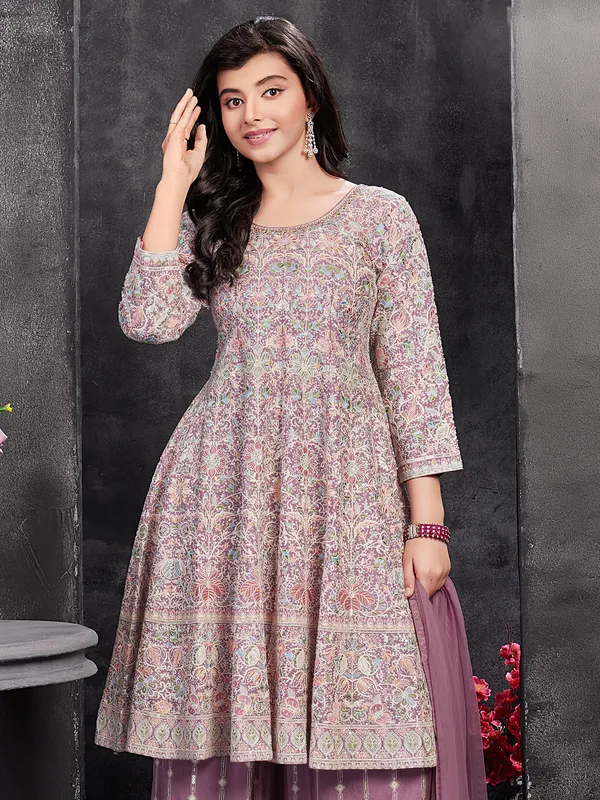 Festive wear pink palazzo suit for girls