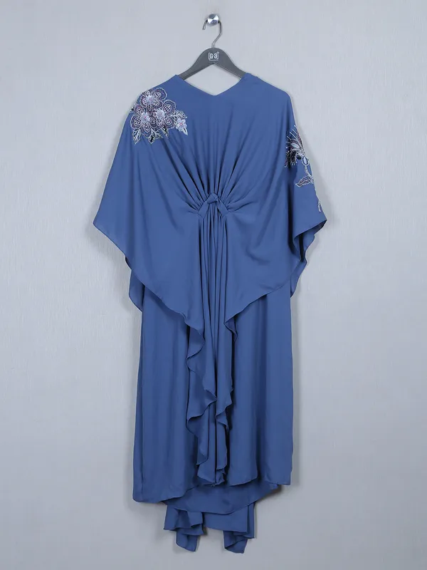 Festive wear sea blue georgette kurti for women