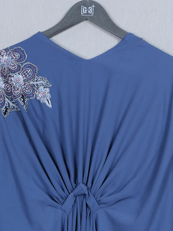 Festive wear sea blue georgette kurti for women